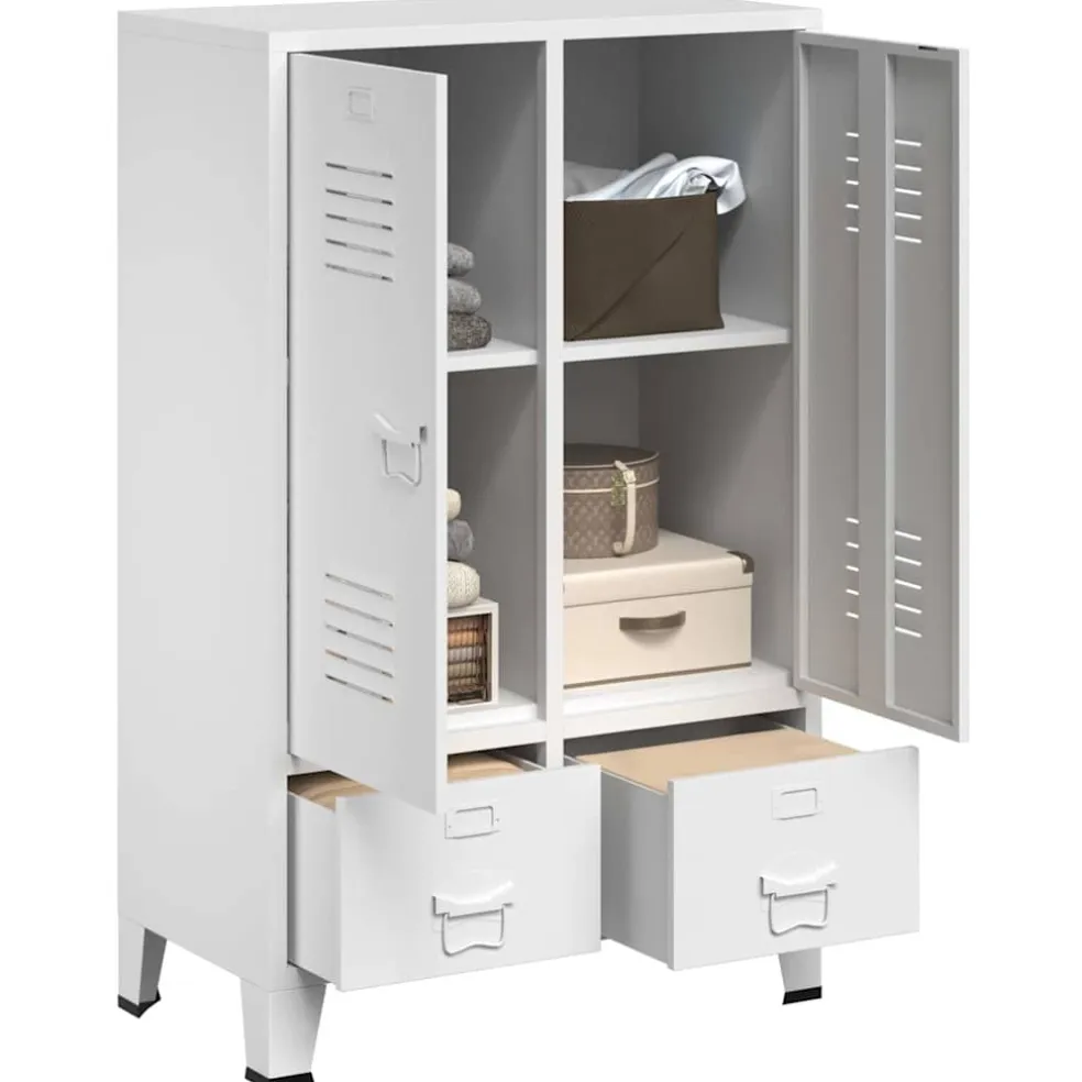 vidaXL Kledingkast industrieel 67x35x107 cm staal wit