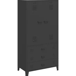vidaXL Kledingkast industrieel 90x50x180 cm metaal zwart