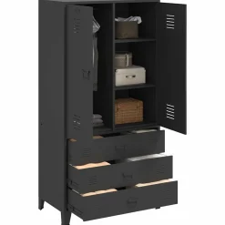 vidaXL Kledingkast industrieel 90x50x180 cm metaal zwart