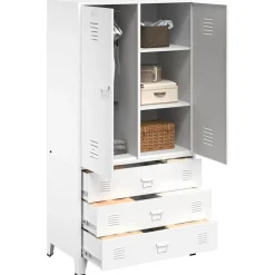vidaXL Kledingkast industrieel 90x50x180 cm metaal wit