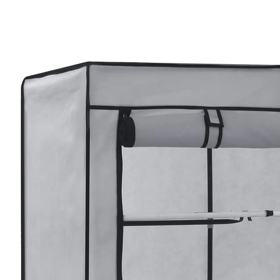 vidaXL Kledingkast met vakken en stangen 150x45x175 cm stof grijs