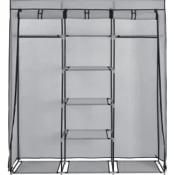 vidaXL Kledingkast met vakken en stangen 150x45x175 cm stof grijs