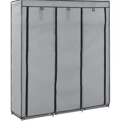 vidaXL Kledingkast met vakken en stangen 150x45x175 cm stof grijs