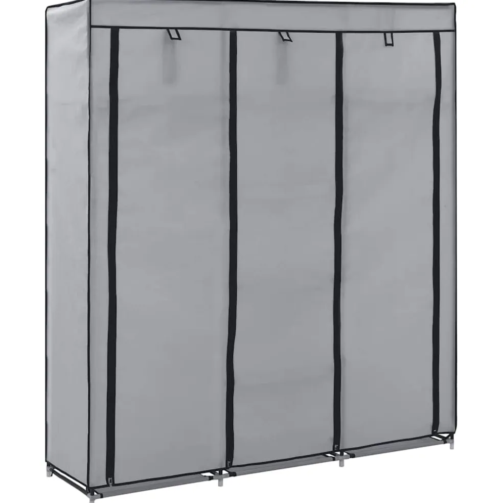 vidaXL Kledingkast met vakken en stangen 150x45x175 cm stof grijs