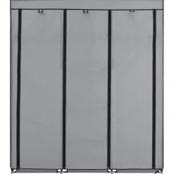 vidaXL Kledingkast met vakken en stangen 150x45x175 cm stof grijs