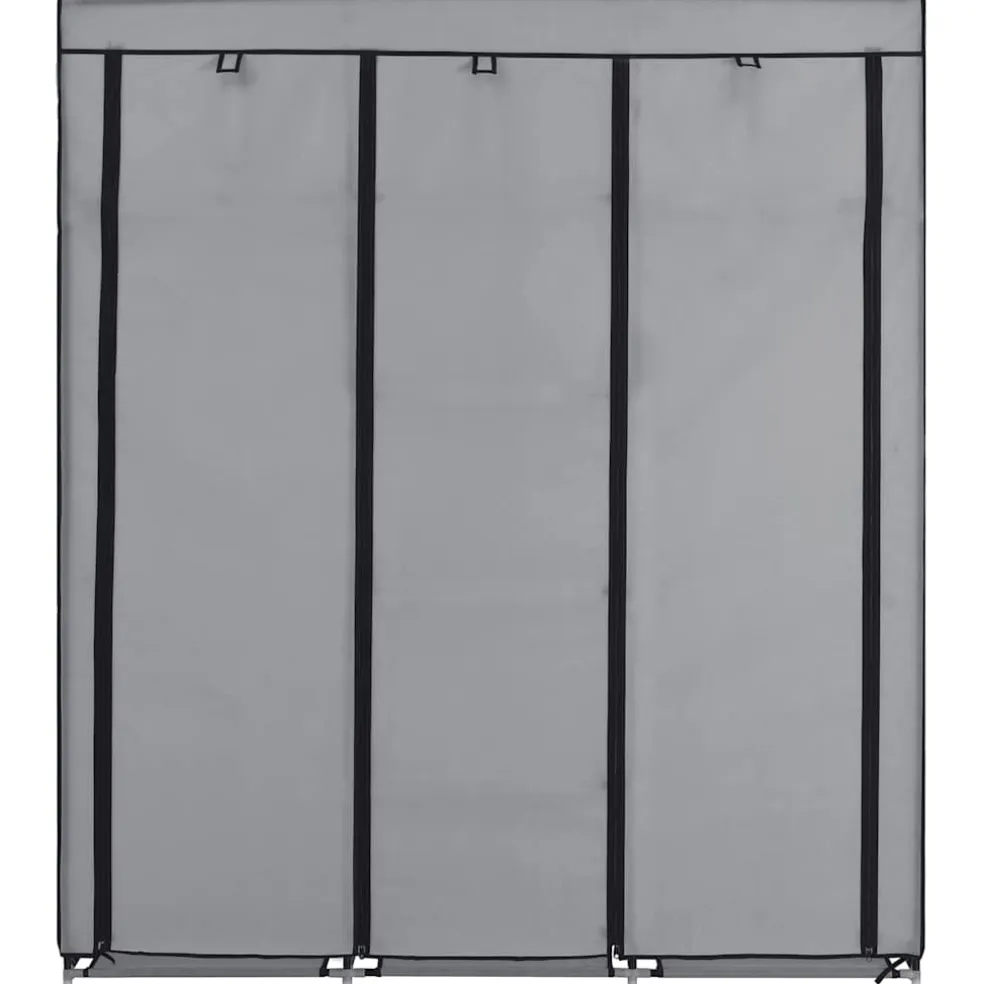 vidaXL Kledingkast met vakken en stangen 150x45x175 cm stof grijs
