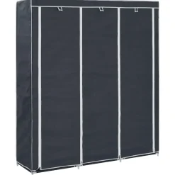 vidaXL Kledingkast met vakken en stangen 150x45x175 cm stof zwart