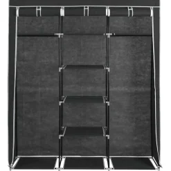 vidaXL Kledingkast met vakken en stangen 150x45x175 cm stof zwart