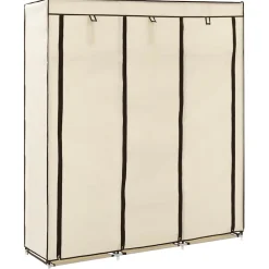vidaXL Kledingkast met vakken en stangen 150x45x175 cm stof crème