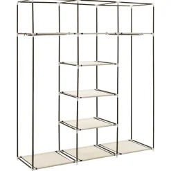vidaXL Kledingkast met vakken en stangen 150x45x175 cm stof crème