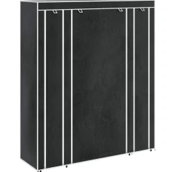 vidaXL Kledingkast met vakken en stangen 45x150x176 cm stof zwart