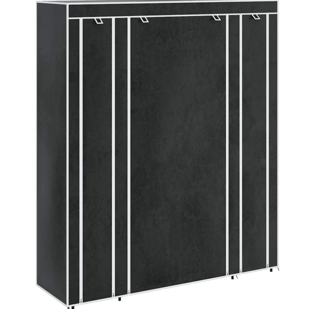 vidaXL Kledingkast met vakken en stangen 45x150x176 cm stof zwart