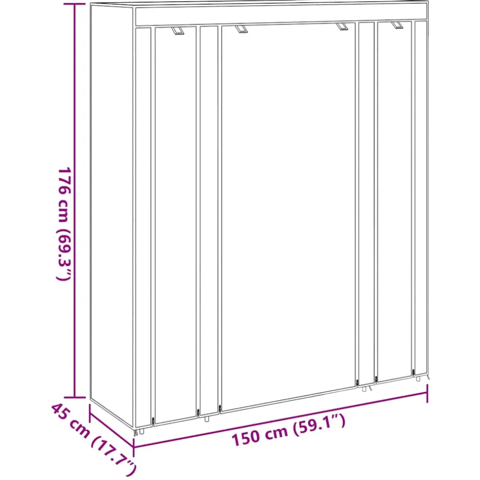 vidaXL Kledingkast met vakken en stangen 45x150x176 cm stof bruin