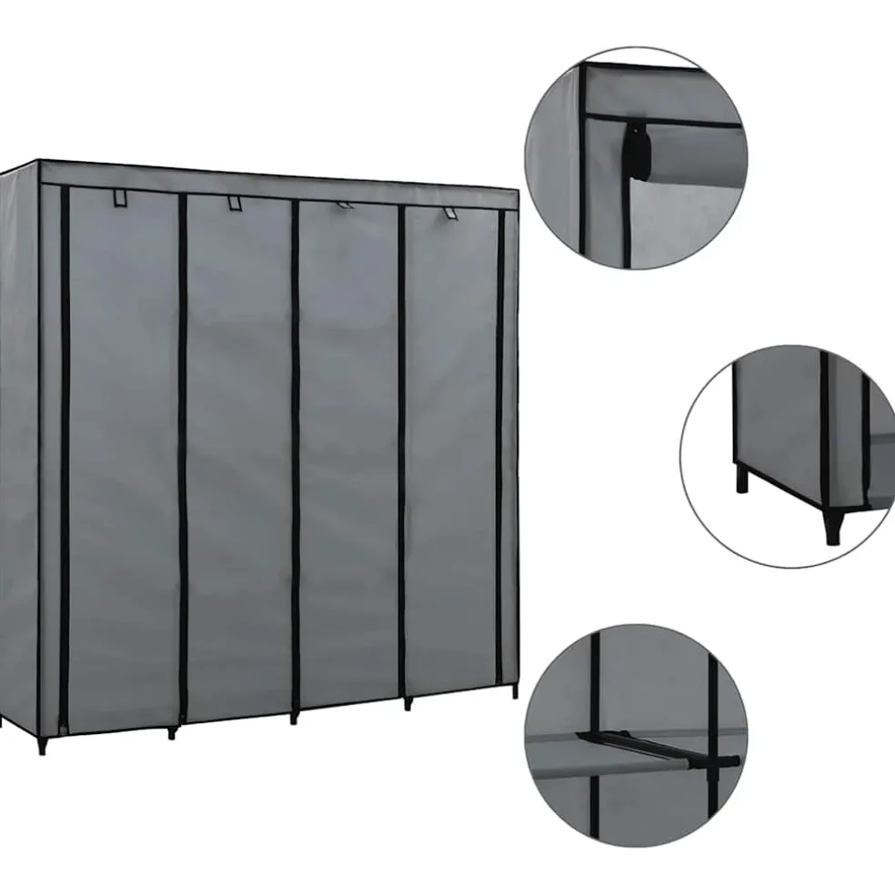 vidaXL Kledingkast met 4 vakken 175x45x170 cm grijs