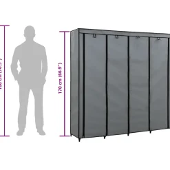 vidaXL Kledingkast met 4 vakken 175x45x170 cm grijs