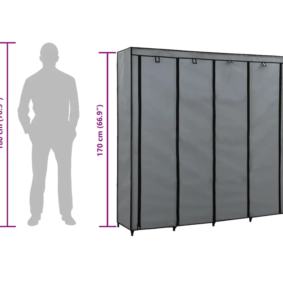 vidaXL Kledingkast met 4 vakken 175x45x170 cm grijs