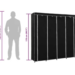 vidaXL Kledingkast met 4 vakken 175x45x170 cm zwart