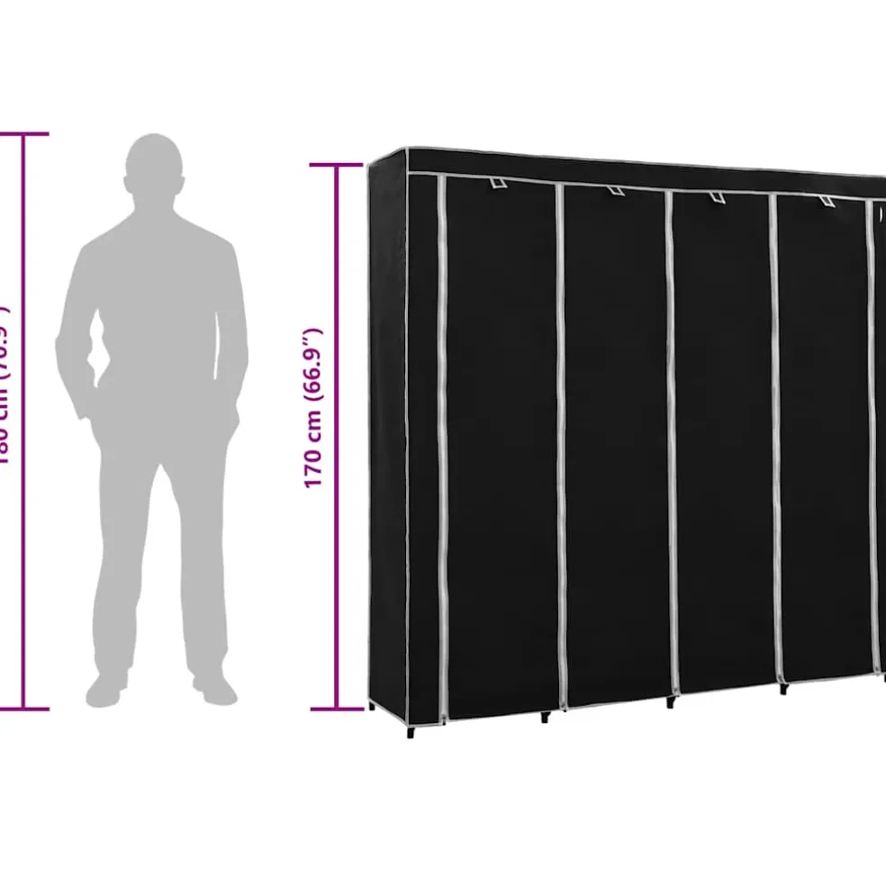 vidaXL Kledingkast met 4 vakken 175x45x170 cm zwart