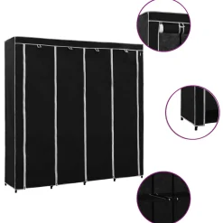 vidaXL Kledingkast met 4 vakken 175x45x170 cm zwart