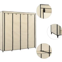 vidaXL Kledingkast met 4 vakken 175x45x170 cm crème
