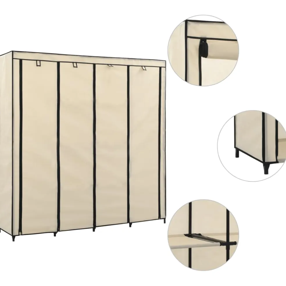vidaXL Kledingkast met 4 vakken 175x45x170 cm crème