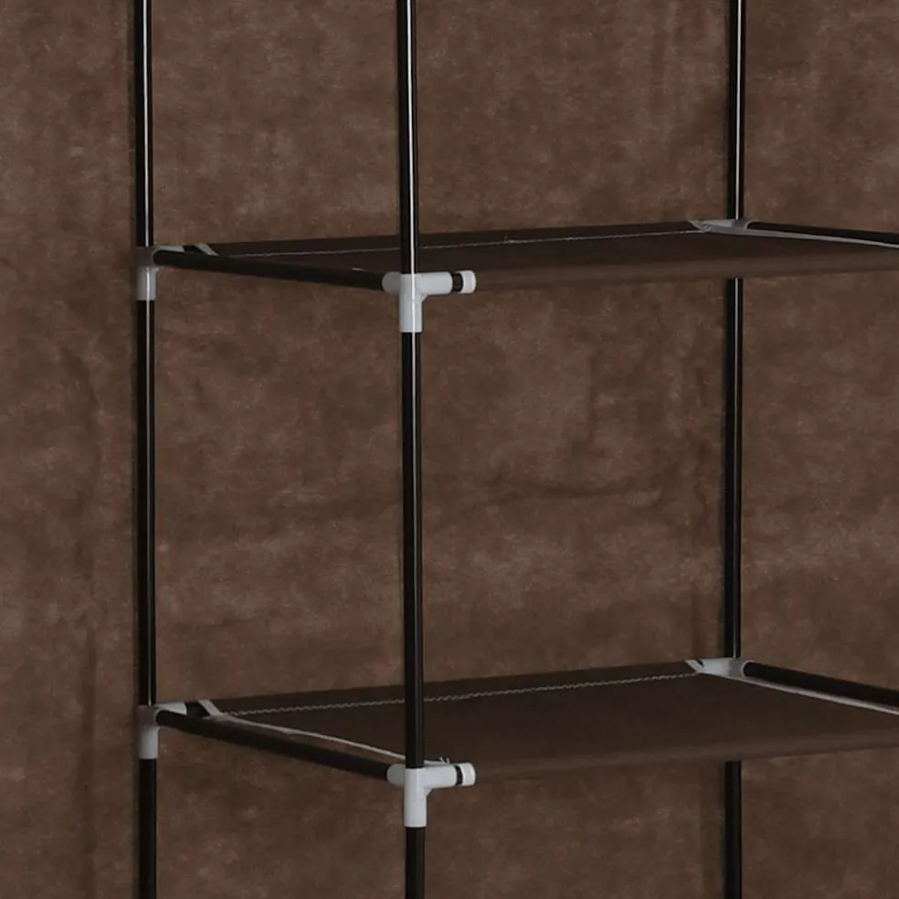 vidaXL Kledingkast met vakken en stangen 150x45x175 cm stof bruin
