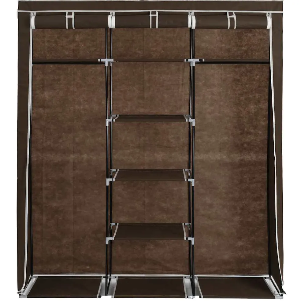 vidaXL Kledingkast met vakken en stangen 150x45x175 cm stof bruin