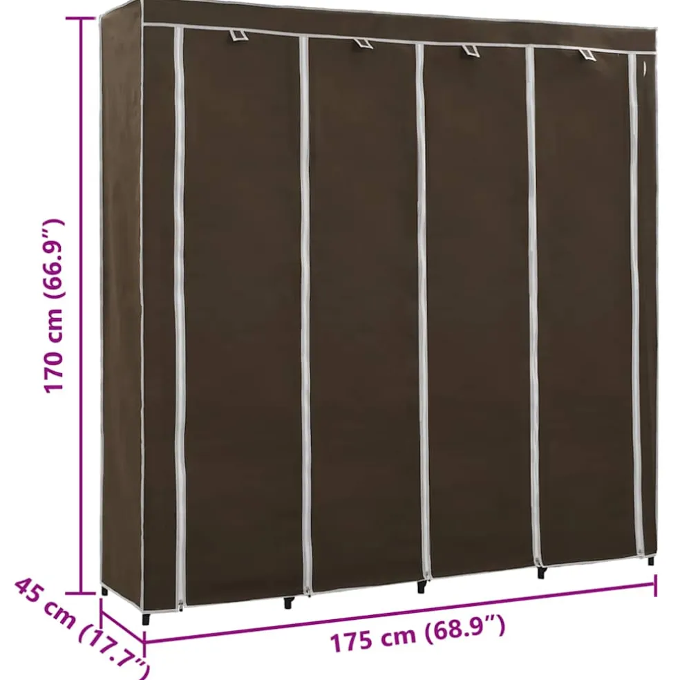 vidaXL Kledingkast met 4 vakken 175x45x170 cm bruin