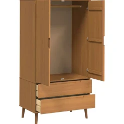vidaXL Kledingkast MOLDE Caramel 90 x 55 x 175 cm Massief grenenhout