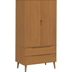vidaXL Kledingkast MOLDE Caramel 90 x 55 x 175 cm Massief grenenhout