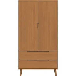 vidaXL Kledingkast MOLDE Caramel 90 x 55 x 175 cm Massief grenenhout