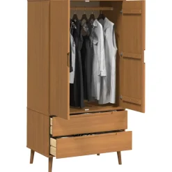vidaXL Kledingkast MOLDE Caramel 90 x 55 x 175 cm Massief grenenhout