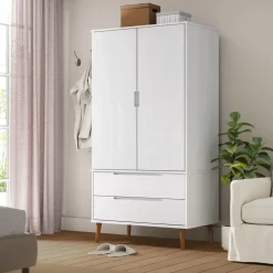 vidaXL Kledingkast MOLDE 90x55x175 cm massief grenenhout wit