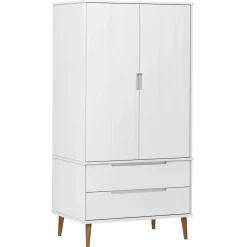 vidaXL Kledingkast MOLDE 90x55x175 cm massief grenenhout wit
