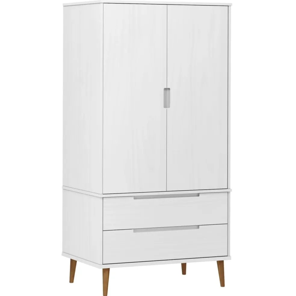 vidaXL Kledingkast MOLDE 90x55x175 cm massief grenenhout wit