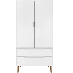 vidaXL Kledingkast MOLDE 90x55x175 cm massief grenenhout wit