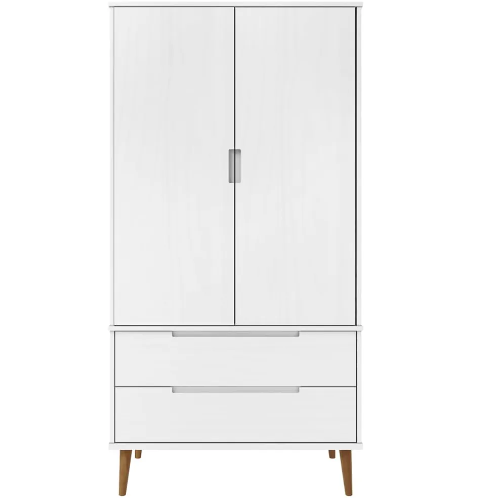 vidaXL Kledingkast MOLDE 90x55x175 cm massief grenenhout wit