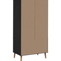 vidaXL Kledingkast MOLDE Zwart 90 x 55 x 175 cm Massief grenenhout