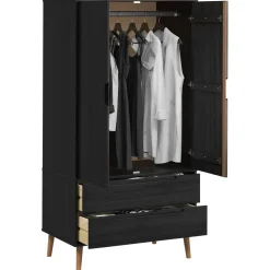 vidaXL Kledingkast MOLDE Zwart 90 x 55 x 175 cm Massief grenenhout