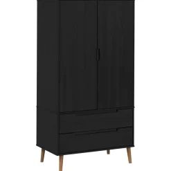 vidaXL Kledingkast MOLDE Zwart 90 x 55 x 175 cm Massief grenenhout