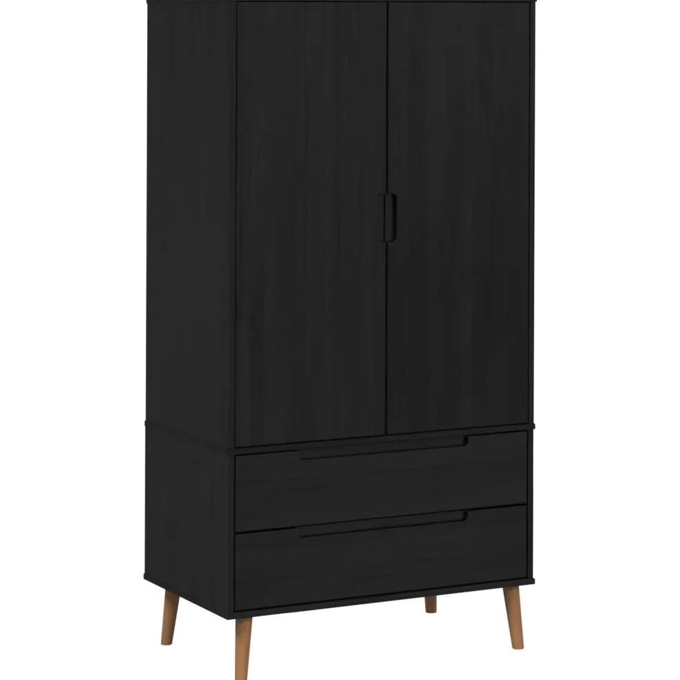 vidaXL Kledingkast MOLDE Zwart 90 x 55 x 175 cm Massief grenenhout