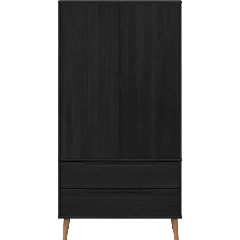 vidaXL Kledingkast MOLDE Zwart 90 x 55 x 175 cm Massief grenenhout