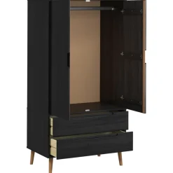 vidaXL Kledingkast MOLDE Zwart 90 x 55 x 175 cm Massief grenenhout