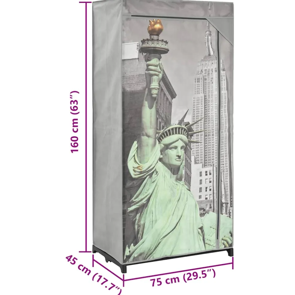vidaXL Kledingkast New York 75x45x160 cm stof