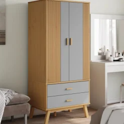 vidaXL Kledingkast OLDEN 76,5x53x172 cm grenenhout grijs en bruin