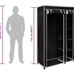 vidaXL Kledingkast opvouwbaar 110x45x175 cm zwart