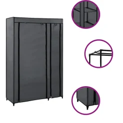 vidaXL Kledingkast opvouwbaar 110x45x175 cm stof grijs
