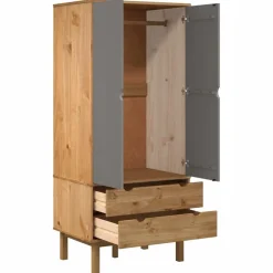 vidaXL Kledingkast OTTA 76,5x53x172 cm grenenhout bruin en grijs