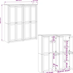 vidaXL Kledingkast PANAMA Honing 169 x 50 x 185 cm Massief grenenhout