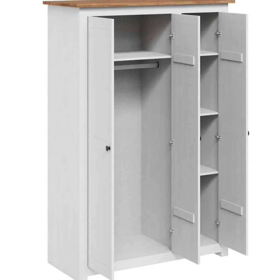 vidaXL Kledingkast Panama Range 118x50x171,5 cm grenenhout wit